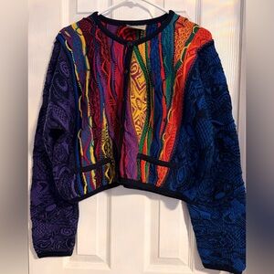 COOGI Australia Women’s Multicolor Cropped Knit Cardigan Sweater Sz L